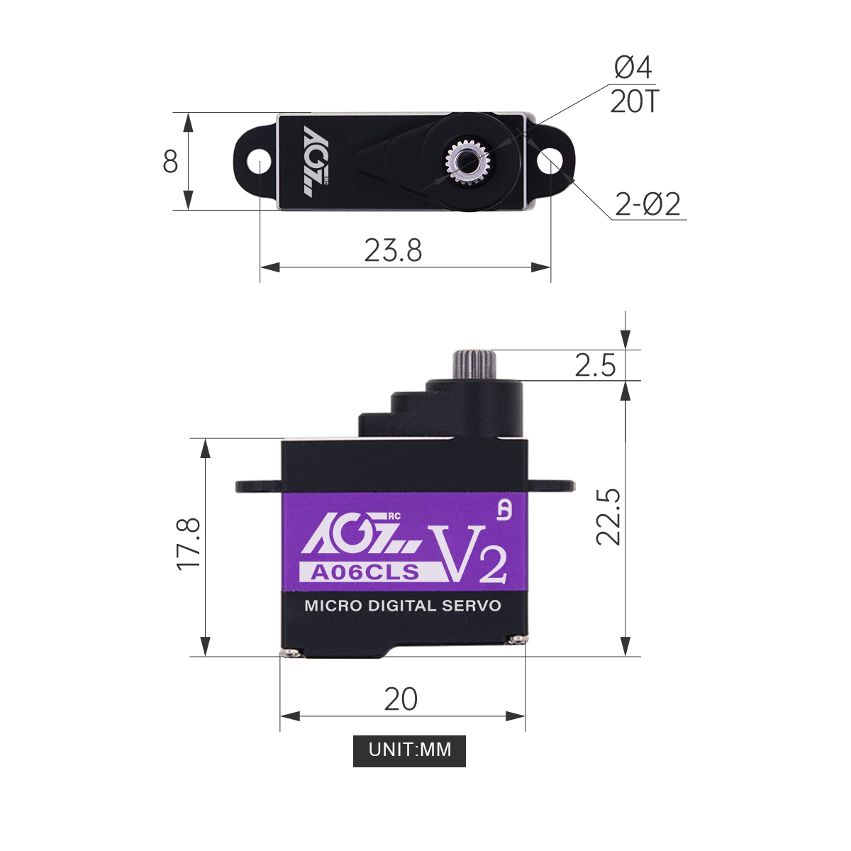 AGF-RC A06CLS V2 Micro Coreless Titanium Servo (Purple)