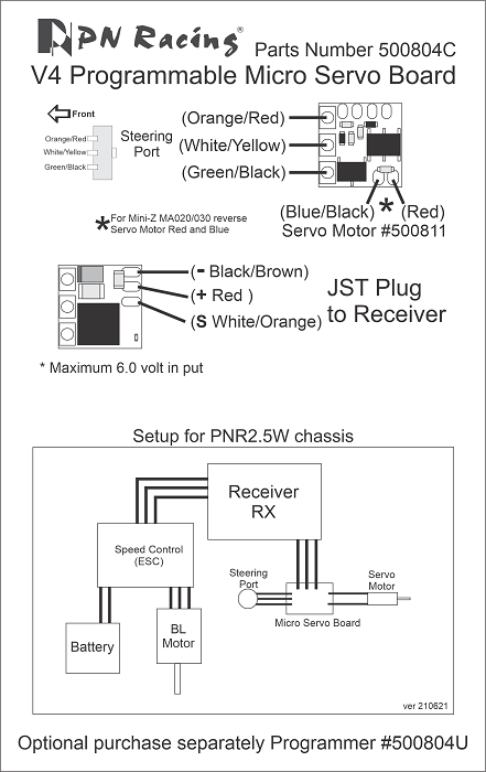 PN Racing V4 Programmable Micro Servo Board for MR03 PNR2.5W