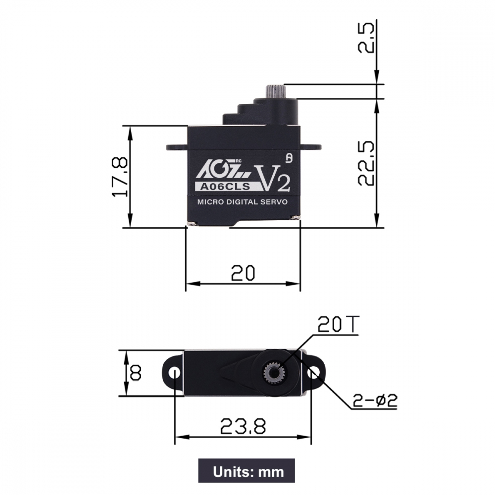 AGF-RC A06CLS V2 Micro Coreless Titanium Servo (Black)