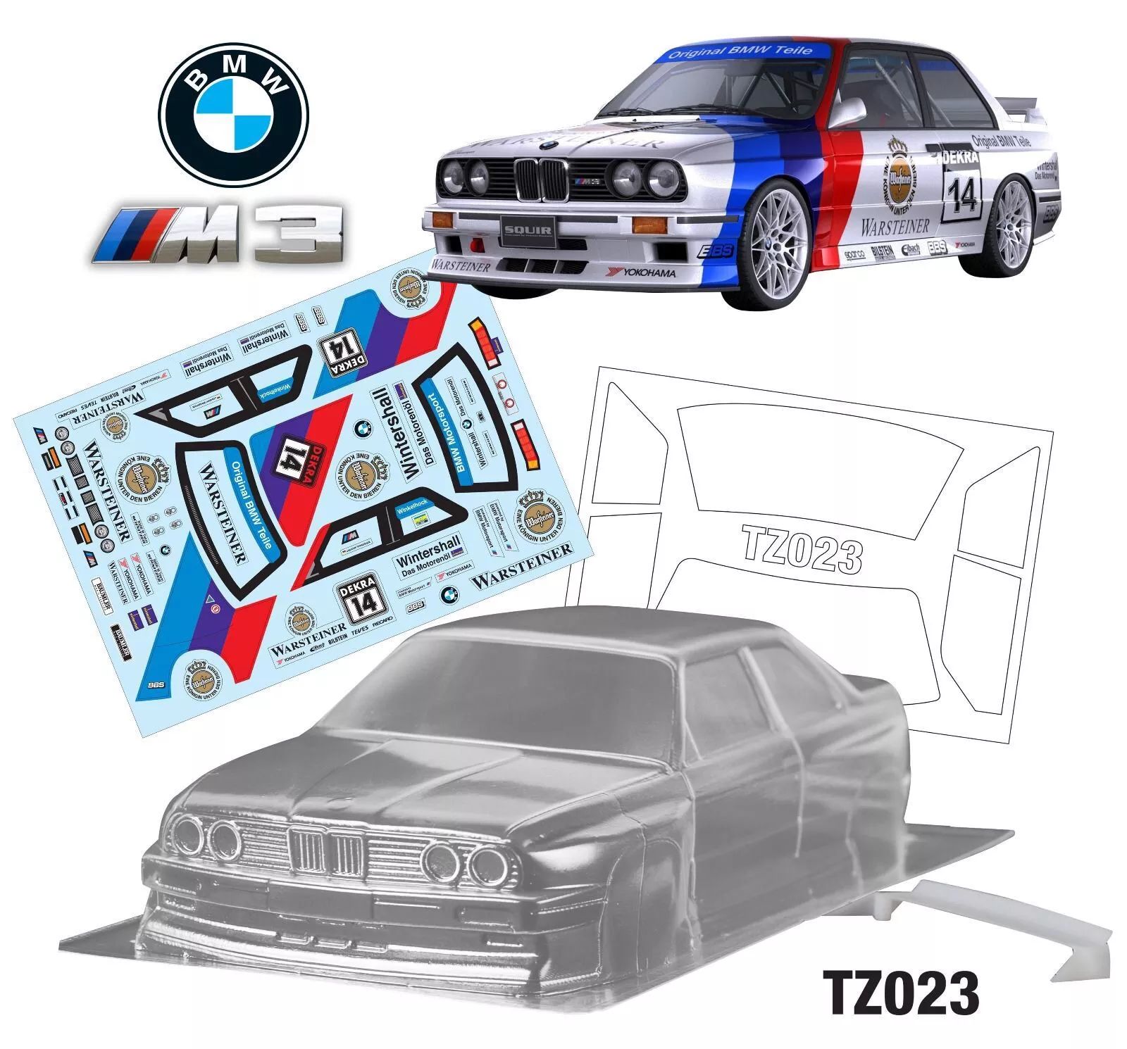 GT55racing 1/28 MINI-Z BMW E30 Lexan Body & Stickers (Color S1)